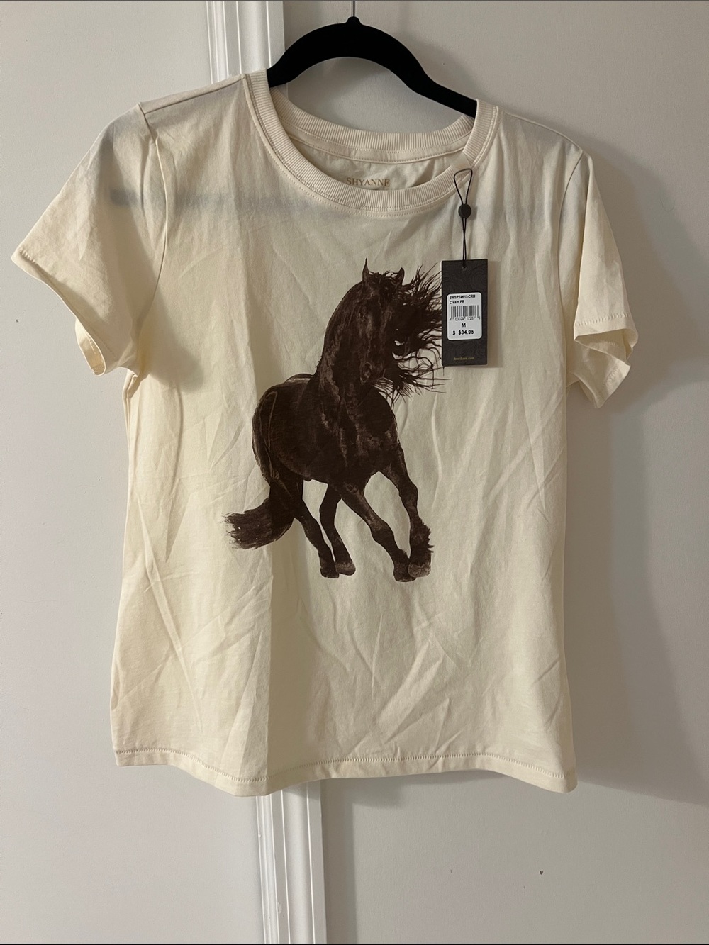 Shyanne Cream Tee with Brown Horse Graphic